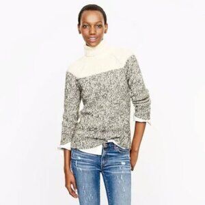 J. Crew | Colorblock Turtleneck Wool Alpaca Blend Knit Sweater Gray Cream